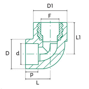Diagrama PP-R Codo 90º con rosca hembra