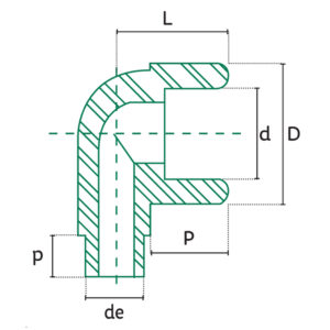 Diagrama PP-R Codo macho-hembra 90º