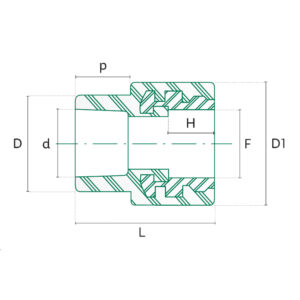 Diagrama PP-R Conector hembra Tuboplus Hidráulico (PP-R)