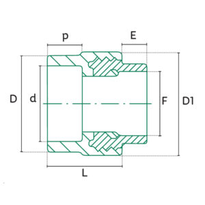 Diagrama PP-R Conector hembra Tuboplus Hidráulico (PP-R)
