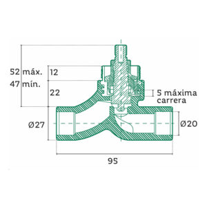 Diagrama PP-R Llave de empotrar para regadera
