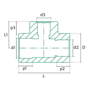 Diagrama PP-R Tee reducida extrema y central Tuboplus Hidráulico (PP-R)