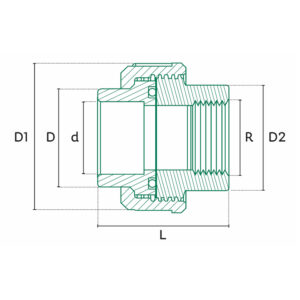 Diagrama PP-R Tuerca unión plástica mixta